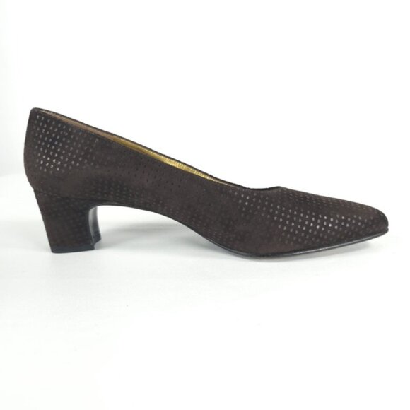 ESCADA MADE IN ITALY 🇮🇹 LEATHER VERO CUOIO Block Heels‎ Designer Size 8AA - Picture 12 of 14